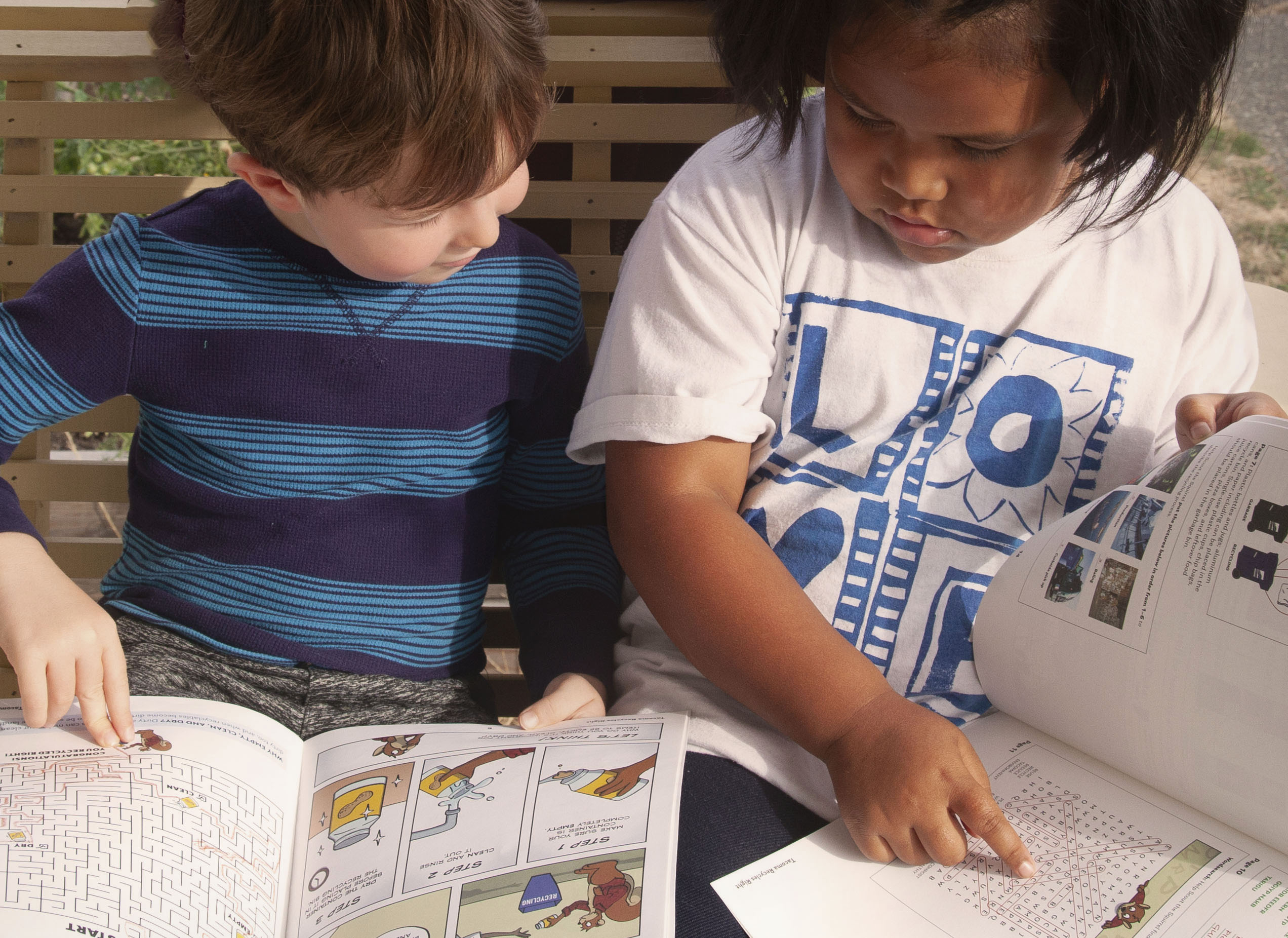 Children Playing with Tacoma Recycles Right Activity Book