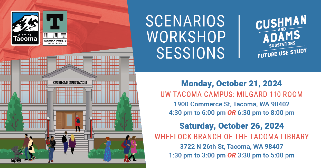 A graphic that promotes the Future Use Study Scenarios Workshop 