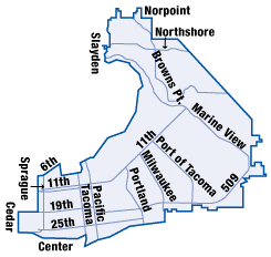 Image of Tacoma Police Department Sector 1 Map