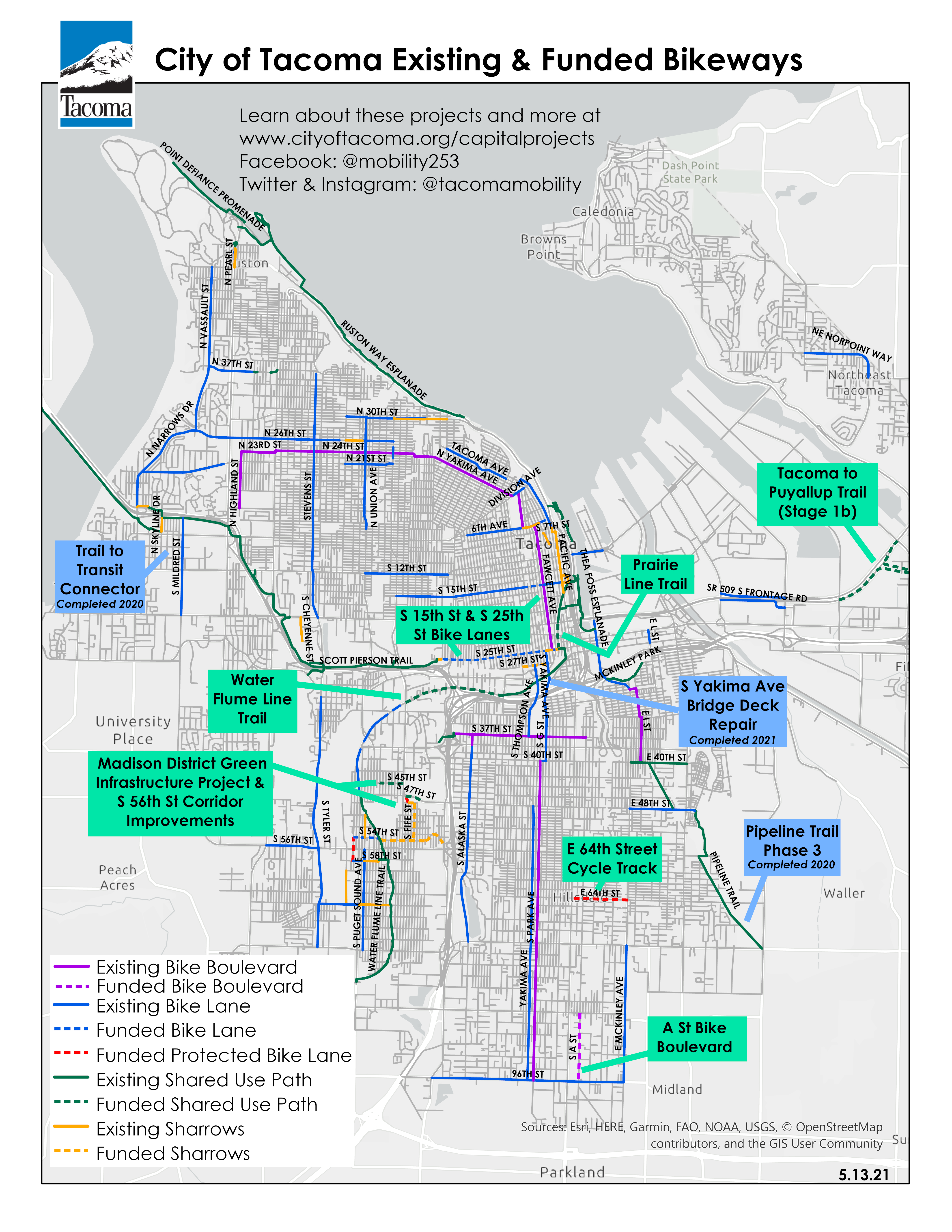 Map of existing and funded bicycle facilities Map of existing and funded bicycle facilities