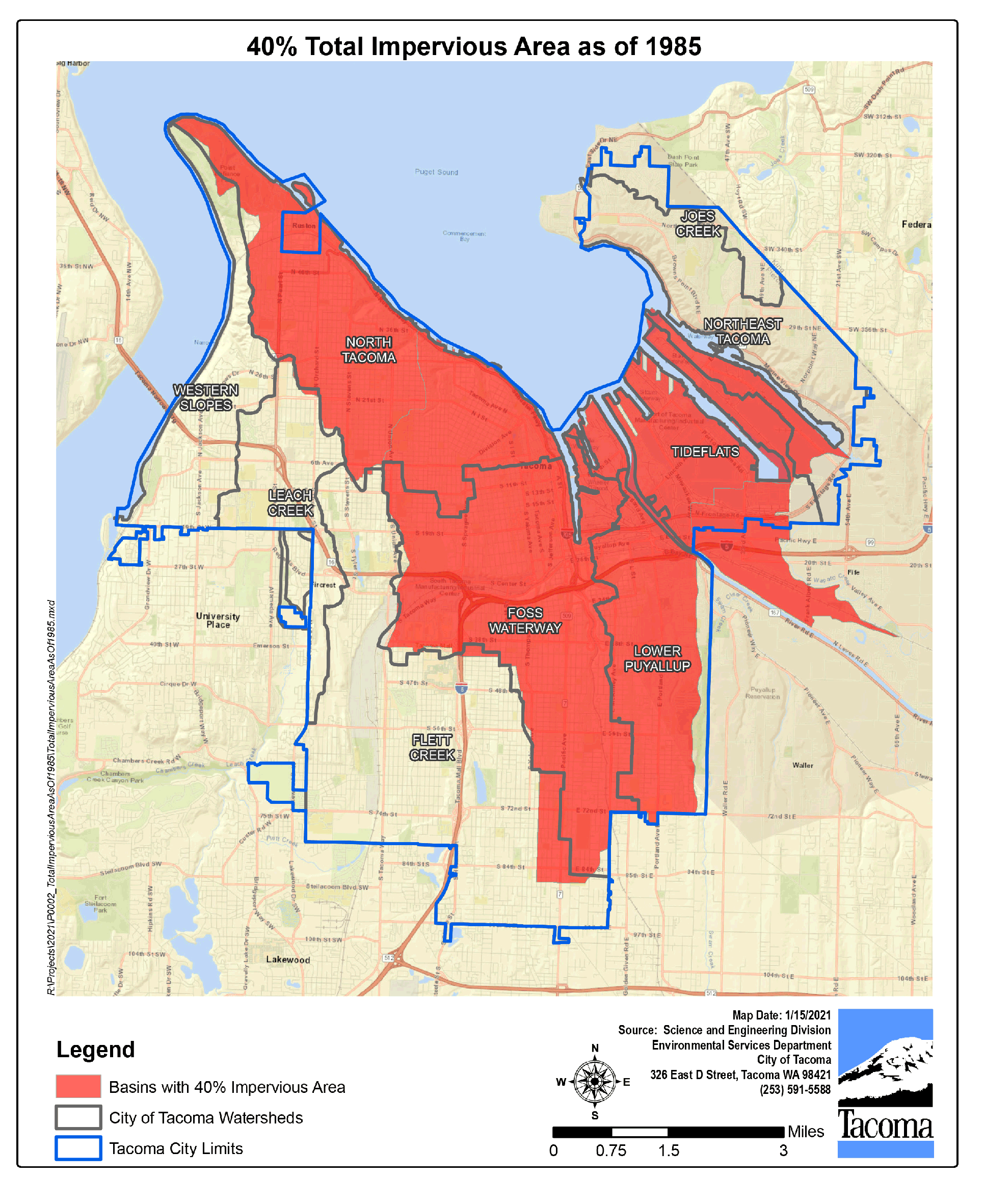 Figure 1-4 40% Total Impervious Area as of 1985